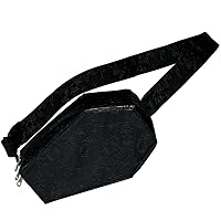 Kreepsville 666 Coffin Hip Pouch! Vegan Leather Fanny Pack! Design With Spooky Embossed Graphics! Black Leather Waist Bag!