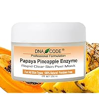 DNA Code-20% Papaya Pineapple Glycolic Enzyme Clear Skin Mask Peel w/Argireline, Hyluronic Acid, Glycolic Acid, Vit. C, E, CoQ10. (8 OZ)