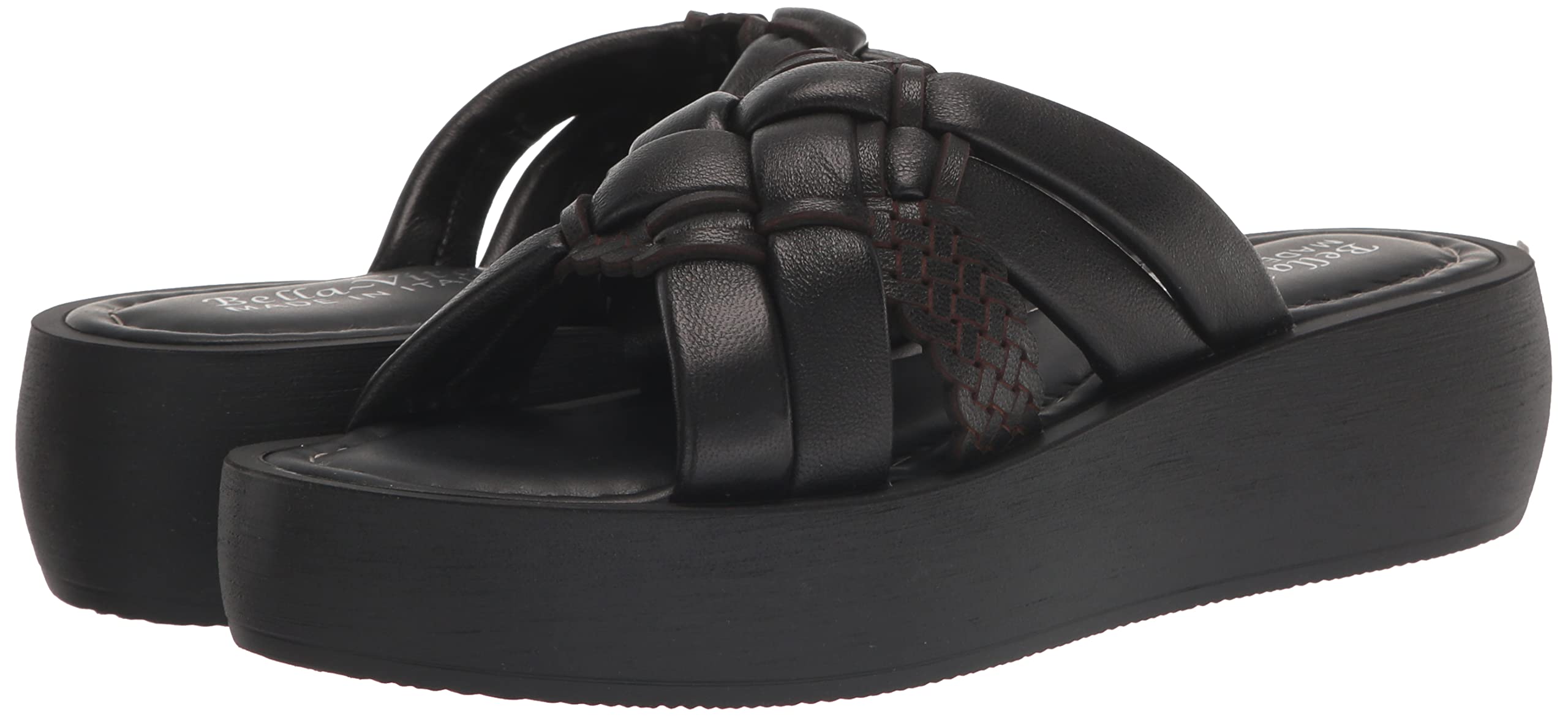 Bella Vita Made in Italy Women's Ned-Italy Slide Sandal, Black Leather, 8 X-Wide