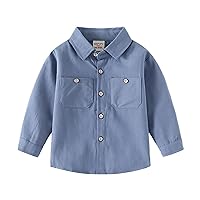 iiniim Toddler Little Boy Long Sleeve Button Down Shirts Oxford Casual Tops Dress Shirt