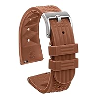 watchdives Rubber Waffle Watch Band, Soft Rubber Watch Strap Waterproof Replacement Dive Watchbands with Two Fixing Loops for Men & Women