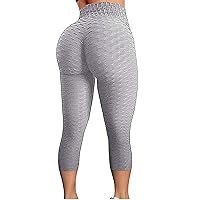 FITTOO Womens High Waist Textured Workout Leggings Booty Scrunch Yoga Pants Slimming Ruched Tights
