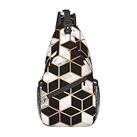 3d Marble Pattern Sling Backpack, Multipurpose Travel Hiking Daypack Rope Crossbody Shoulder Bag