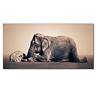 Gregory Colbert -Black and White Art Poster, for People and Elephant Animals, Ashes and Snow, Room A Canvas Painting Posters and Prints Wall Art Pictures for Living Room Bedroom Decor 24x48inch(60x12