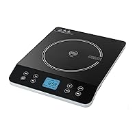 Crux Portable Induction Cooktop, Electric Hot Plate, Programmable Single Burner with Touchscreen LCD Display, Temperature Control, and Auto Shut Off, 1800 Watt, Black