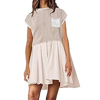 Women's Sleeveless Knit Sweater Tops Summer Dresses Trendy 2024 Cap Sleeve Oversized Pullover Tops Mini Dress