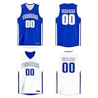 BaiLiLai Custom Basketball Jersey Reversible Printed Name Number Athletic Blank Team Uniform for Men/Youth, Blue/White22, One Size