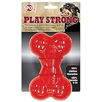 SPOT Play Strong Bone Dog Toy | Interactive Durable Rubber Dog Toy for Aggressive Chewers | Hollow Center Ideal for Treats | 5.5”, Red