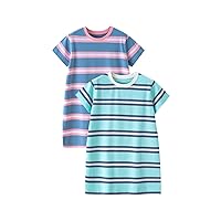 Girls' Casual Dress，Cotton Vibrant Stripes Summer Dresses 5-12Years