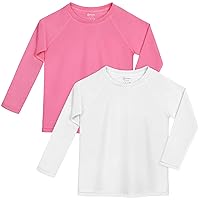 Cooraby 2 Pack Girls and Toddlers' UPF 50+ Long-Sleeve Rashguard Swim Shirt Lightweight Sports Athletic Tee Outdoor