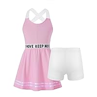 Girls Golf Tennis Dress Outfits Kids Tennis Skirt with Shorts Cotton Golf Tank Tops Clothes Set Sports Skort Dress