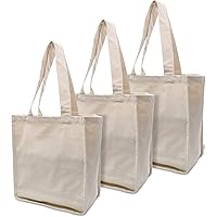 ZENPAC Canvas Grocery Bags - Cotton Shopping Totes