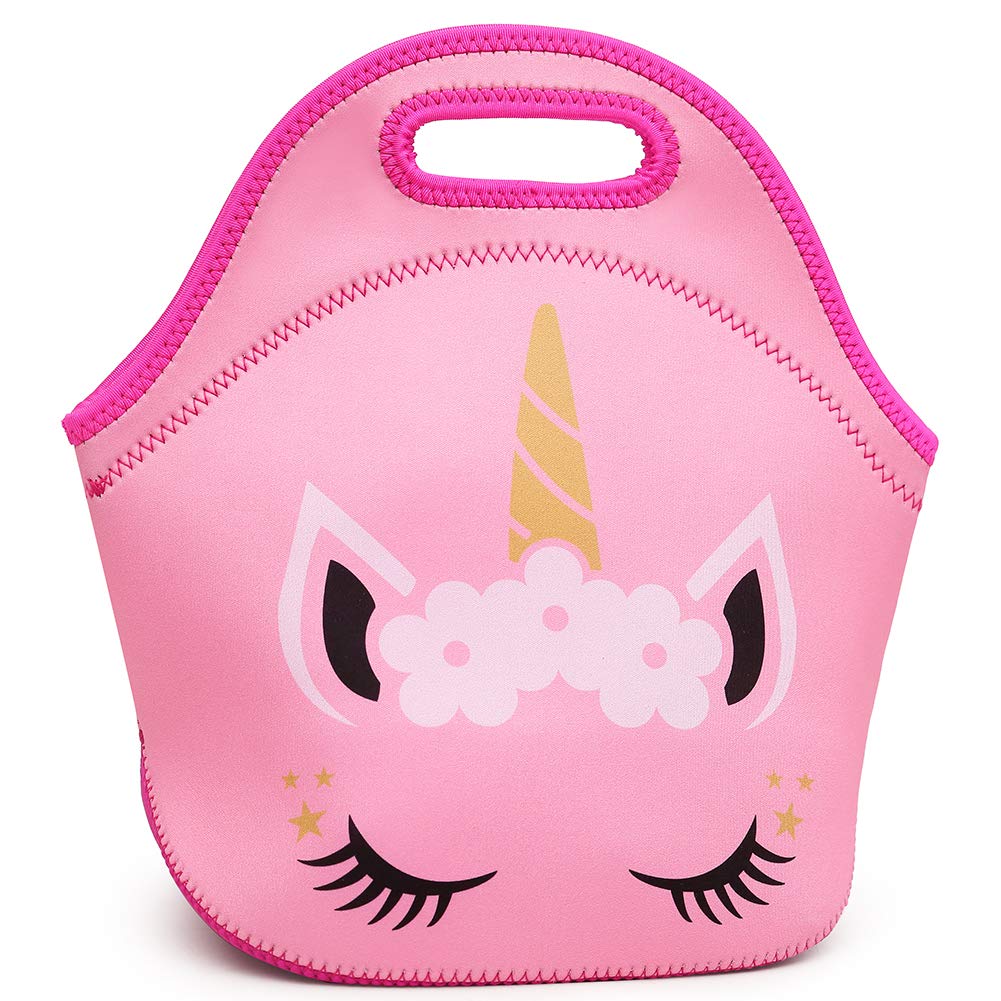 Moonmo Cute Unicorn Face Diamond Sequins Waterproof Princess School Backpack Set Girls Book Bag