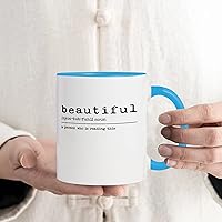 Beautiful Tea Cups, 11oz Coffee Tea Mug with Sayings, Definition Ceramic Unique Drink Cup for Coffee Juices Latte, Fathers Day Holiday Party House Warming Gift