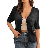 GRACE KARIN Womens Summer Short Sleeve Lightweight Cardigan V Neck Hollow Out Sweater 2024 Trendy Button Down Knit Tops