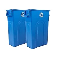 Highboy Recycling Container, 23 Gallon, Space Saving Slim Profile and Easy Bag Removal for Indoor or Outdoor use, Recycle Blue