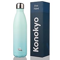 Insulated Water Bottles,25oz Double Wall Stainless Steel Vacumm Metal Flask for Sports Travel,Mint