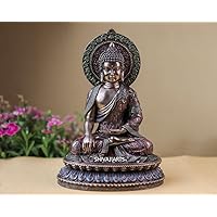 Buddha Idol, 27 CM Big Bonded Bronze Earth Witness Shakyamuni Buddha Statue, Siddharth Gautam, Buddhist Temple Altar Meditation Room Decor.