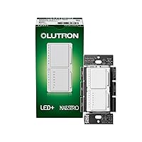 Lutron Maestro LED+ Dual Dimmer and Timer Switch | 75-Watt LED Bulbs/2.5A Fans, Single-Pole | MACL-L3T251-WH | White
