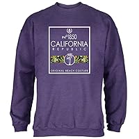 Old Glory Floral Palm Tree Beach Couture California Republic Mens Sweatshirt Heathered Purple SM