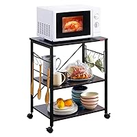Kitchen Stand Microwave Cart 23.7'' for Small Space, Coffee Bar Table 3-Tier Rolling Utility Microwave Oven Rack