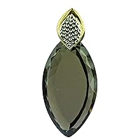 Carillon Smoky Quartz Natural Gemstone Marquise Shape Pendant 925 Sterling Silver Party Jewelry | Yellow Gold Plated