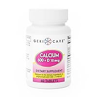 Calcium 600mg - Vitamin D 10mcg Tablets - Bone Health - Nutritional Supplement, 60 Count (Pack of 1)