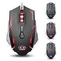 Magece G2 USB Ergonomic Optical Gaming Mouse with 6 Buttons 3200DPI 4 Colors LED Light for PC-Black