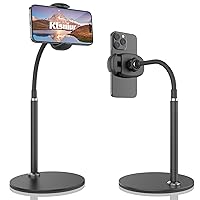 Cell Phone Stand, Adjustable Height & Angle Gooseneck Stand for Desk Flexible Arm Universal Holder, Aluminum Alloy Desktop Recording Compatible with 3.5