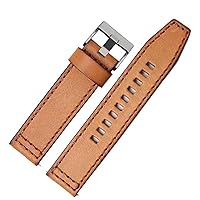 for Fossil JR1354|1487|1424 watchband Retro Quick Release Genuine Leather Diesel Strap Black Dark Brown 22mm 24mm (Color : Brown Silver Clasp, Size : 22mm)