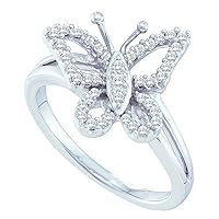 Dazzlingrock Collection 0.20 Carat (ctw) 14K Gold Round White Diamond Cocktail Right Hand Butterfly Ring 1/5 CT