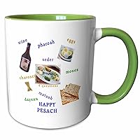 3dRose Image of Happy Passover and Seder Plate Holiday Symbols Mug, 11 oz