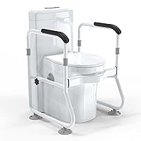 Toilet Safety Frame & Rails, Stability Bathroom Handrails Assist Grab Bar Handles & Railings for Elderly, Senior, Handicap & Disabled, Height & Width Adjustable, 300lbs Weight Capacity