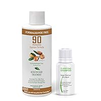 90 MINUTES Brazilian Keratin Hair Treatment for Most Hair Types Formaldehyde-Free Rich Complex of Protein Blends & Argan Oil Instant Results Super shiny Soft Straight Hair for months