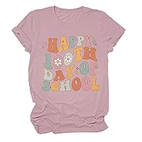 XJYIOEWT Women's Tops Plus Size Dressy 100 Days of School Shirt Women Teacher Shirts 100th Day of School T Shirt Causal