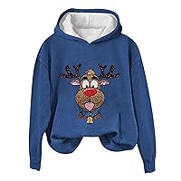 Women Ugly Christmas Sweatshirt Trendy Funny Reindeer Graphic Hoodie Pullover Sweater Xmas Holiday Clothes 2023