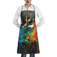 Dance With Music Print Cooking Aprons Grilling Bbq Kitchen Apron Bib Waterdrop Resistant With Pockets For Chef