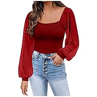 RMXEi Women's Autumn and Winter Fashion Sleeve Splicing Slim Top