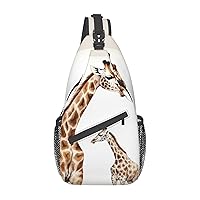 Giraffe Print Cross Chest Bag Crossbody Backpack Sling Shoulder Bag Travel Hiking Daypack Cycling Bag
