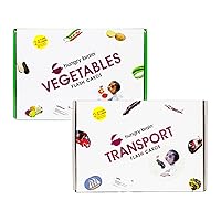 hungry brain Vegetables & Transport Flash Cards for Kids I A5 Size, 48 Flash Cards for Babies 3 Months to 6 Years I Early Learning Material to Develop Attention, Focus of Children