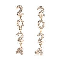 2024 Number Pendant Earrings For Women Girls Rhinestones Earrings Hangings Ornament Geometric Ear Drops