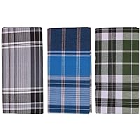 Handloom 100% Cotton Checked Lungi/Dhoti/Sarong/Wrap for Mens - 3 Piece Combo Pack