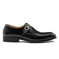 Xposed Mens Patent Leather Suede Single Buckle Monk Shoes Retro Wedding Party Loafers