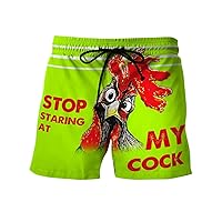 Stop Staring at My Cock Men's Swim Trunks Funny Quick Dry Swimsuit with Pockets Elastic Waist Lightweight Beachwear