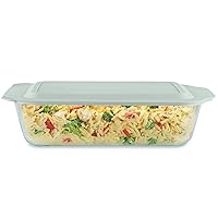 Pyrex Deep Glass Baking Dish with Plastic Lid, Deep Casserole Dish, Glass Food Container, Oven, Freezer and Microwave Safe, Clear Container, 7x11
