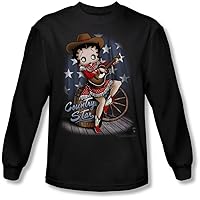 Betty Boop - Mens Country Star Long Sleeve Shirt In Black