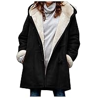 SNKSDGM Winter Coats for Women Color Block Fleece Jacket Zip Up Fuzzy Hooded Sweatshirts Long Sleeve Warm Outerwear Coats