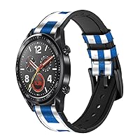 CA0579 Flag of Greece Leather & Silicone Smart Watch Band Strap for Wristwatch Smartwatch Smart Watch Size (22mm)