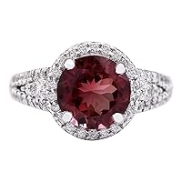 3.6 Carat Natural Pink Tourmaline and Diamond (F-G Color, VS1-VS2 Clarity) 14K White Gold Cocktail Ring for Women Exclusively Handcrafted in USA