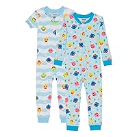 Boys' Baby Shark 2-Pack Footless One Piece Cotton, Snug-fit Pajamas, Soft & Cute for Kids